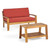 2pc Red and Brown Outdoor Loveseat with Coffee Table 52"