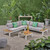 4-Piece Light Gray Aluminum and Wood Outdoor Furniture Patio Sofa Set - White Cushions