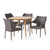 5-Piece Brown Teak Finish Wood and Wicker Outdoor Furniture Patio Dining Set