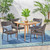 5-Piece Brown Teak Finish Wood and Wicker Outdoor Furniture Patio Dining Set