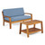 2pc Blue and Brown Outdoor Loveseat with Coffee Table 52"