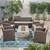 7pc Brown and Gray Outdoor Patio Chat Set with Fire Pit 67.5"