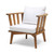 32" White and Brown Contemporary Slatted Outdoor Patio Club Chair