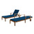 Set of 2 Blue and Brown Outdoor Patio Chaise Lounges 79"