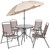 6-Piece Brown and Gray Contemporary Round Outdoor Furniture Patio Table Set 80"