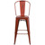 46'' Kelly Red Distressed Contemporary Outdoor Barstool with Back