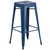30'' Antique Blue Industrial Backless Outdoor Furniture Patio Stackable Barstool
