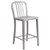 36.25'' Silver Outdoor Patio Counter Height Stool with Slat Back - Modern Industrial Style Stool for Indoor and Outdoor Use