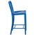 36.25'' High Blue Metal Indoor-Outdoor Counter Height Stool with Vertical Slat Back