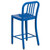 36.25'' High Blue Metal Indoor-Outdoor Counter Height Stool with Vertical Slat Back