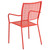 35" Coral Red Contemporary Square Back Outdoor Patio Arm Chair