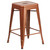 24" Brown Backless Industrial Outdoor Counter Height Stool with Square Seat