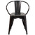 27.75" Antique Black Contemporary Outdoor Furniture Patio Stackable Chair with Arms