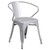 27.75" Silver Contemporary Outdoor Furniture Patio Stackable Chair with Arms