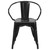 27.75" Black Contemporary Outdoor Furniture Patio Stackable Chair with Arms