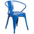 27.75" Blue Contemporary Outdoor Furniture Patio Stackable Chair with Arms