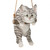 8" Hanging Around Gray Cat Outdoor Statue