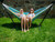 110" Yellow and Blue Striped Brazilian Style Hammock with a Steel Hammock Stand