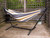 110" Grey and Gold Striped Brazilian Style Hammock with a Steel Hammock Stand