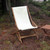 38" Wooden and White Fabric Outdoor Patio Garden Folding Glider Chair