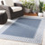 2'3" x 11'9" Alfresco Gray and White Stripe Border Patterned Synthetic Area Throw Rug Runner