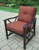 Outdoor Patio Dining Arm Chair - Bronze Tone with Brown Cushions