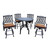 Set of 5 Charcoal Black Round Outdoor Patio Bar with Tan Brown Cushions 48”