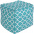 18" Sky Blue and Ivory Gated Spheres Square Outdoor Patio Pouf Ottoman