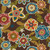 Floral Outdoor Patio Tufted Wicker Seat Cushions - 19" - Orange and Brown - Set of 2