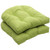 Set of 2 Green Solid Outdoor Patio Tufted Wicker Seat Cushions 19"