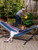 110" Red, White and Blue Striped Brazilian Style Hammock with a Steel Hammock Stand