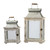 Set of 2 Silver and White Vintage Style Evelyn Lanterns with Handle 19.5"