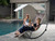 75" Brown Two Person Patio Rocker Outdoor Lounge Chair with Aluminum Frame