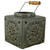 Olive Green Square Crackle Finish Mosaic Cut Out Candle Lantern 6.75”