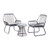 3-Piece Gray and White Wicker Outdoor Furniture Patio Chat Set - Gray Cushions