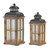 Contemporary Lantern Tabletop Decors: Set of 2 Black and Brown, 19.25" - Bring Brightness to Your Home!