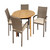 5-Piece Brown Barry Teak Round Outdoor Patio Dining Set 47" - Off-White Cushions