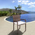 5-Piece Brown Barry Teak Round Outdoor Patio Dining Set 47" - Off-White Cushions