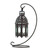 Elegant 12" Black and Clear Contemporary Candle Lantern with Curled Stand
