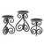 Elegant Set of 3 Jet Black Scrollwork Pillar Candle Holders - Stylish Accent for Living or Dining Rooms