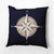 20" x 20" Blue and Beige Compass Nautical Outdoor Throw Pillow
