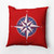 18" x 18" Red and Blue Compass Nautical Outdoor Throw Pillow