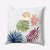 18" x 18" White and Green Square Tropical Plants Outdoor Throw Pillow