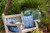 18" x 18" Blue and White Flower Bell Square Outdoor Throw Pillow