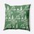 16" x 16" Green and White Oriental Palm Tree Outdoor Throw Pillow