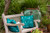 Oriental Palm Tree Outdoor Throw Pillow - 18" - Aqua and White