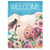 Blue and White Floral WELCOME Pig Outdoor Garden Flag 18" x 13"