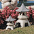 Pagoda Outdoor Lanterns Sculptures - 17" - White and Gray - Set of 2