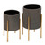 Set of 2 Gray and Gold Solid Outdoor Planter on Stand 23"