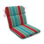 40.5" Turquoise Blue and Red Striped Patio Rounded Corners Chair Cushion